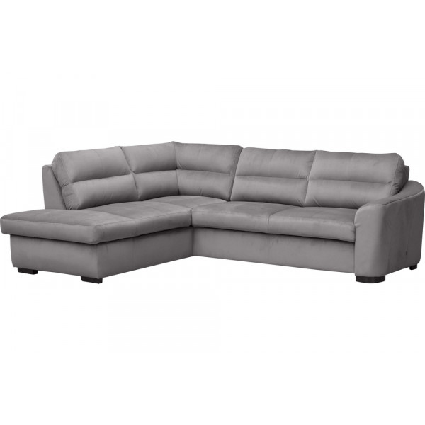 - Canapé d'angle convertible en tissu velours luxe 5 places, RICO, gris foncé, angle gauche