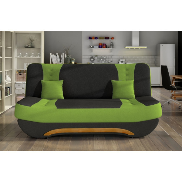 Canapé 3 places convertible et espace de rangement - bicolore anthracite  / vert - en tissu de qualité, EWIN