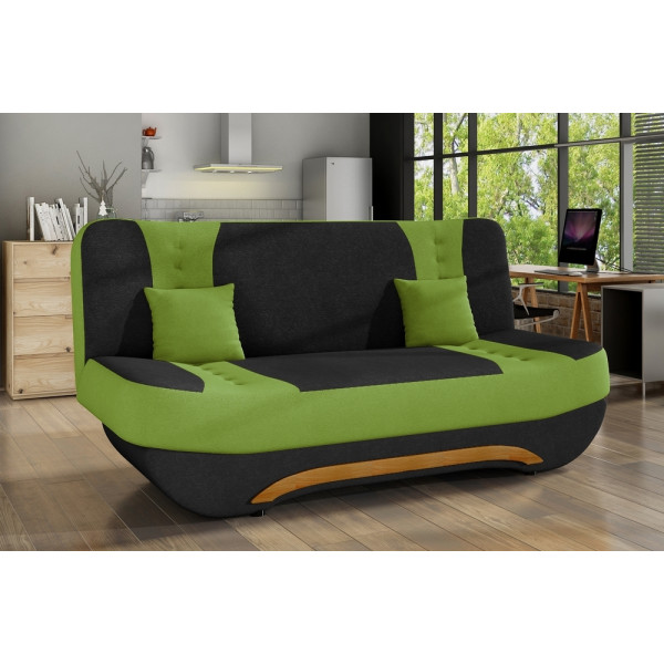 Canapé 3 places convertible et espace de rangement - bicolore anthracite  / vert - en tissu de qualité, EWIN