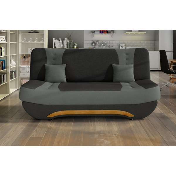 Canapé 3 places convertible et espace de rangement - bicolore anthracite  / gris clair - en tissu de qualité, EWIN