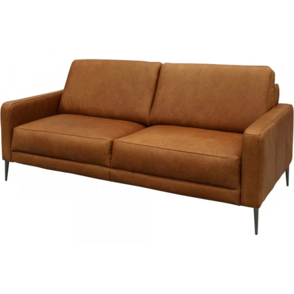 Canapé 2 places en 100% TOUT cuir italien de prestige, SPIRIT, marron cognac