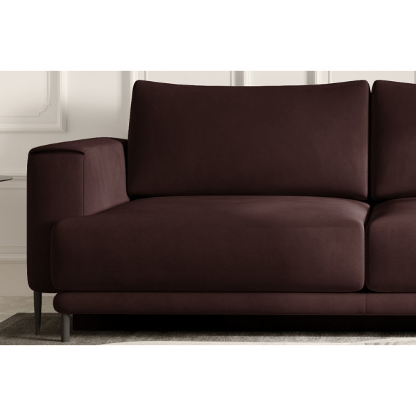 Canapé 3/4 places convertible et espace de rangement, marron, en tissu de qualité, DANY