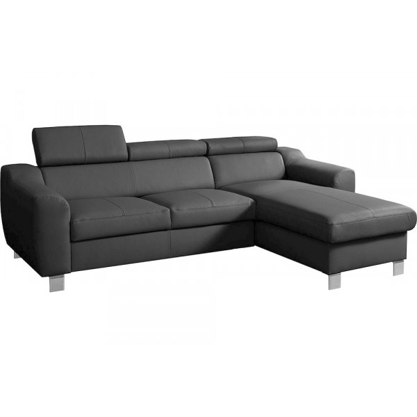 Canapé d'angle en cuir italien de luxe 5 places ASTRA, gris foncé, angle droit