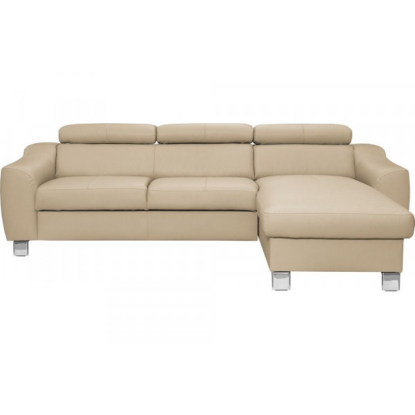 Canapé d'angle en cuir italien de luxe 5 places ASTRA, beige, angle droit