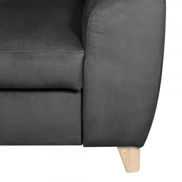 Canapé d'angle en tissu luxe 5 places, ASHLEY, gris foncé, angle gauche (vu de face)