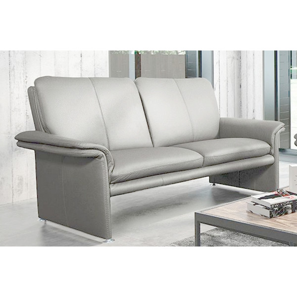 Canapé 2 places en 100% tout cuir italien vachette COMO, gris clair