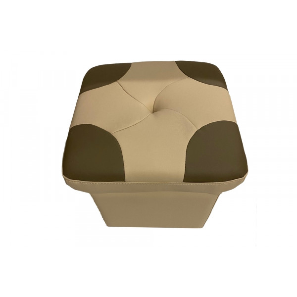 Pouf en cuir de luxe - belle qualité- cuir épais - beige et taupe- VISTA