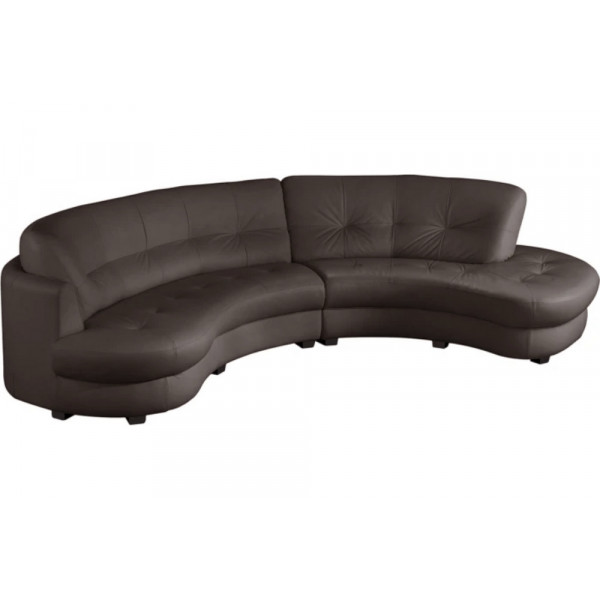 Canapé en cuir italien de luxe 5/6 places BRETINI CHOCOLAT, côté accoudoir gauche