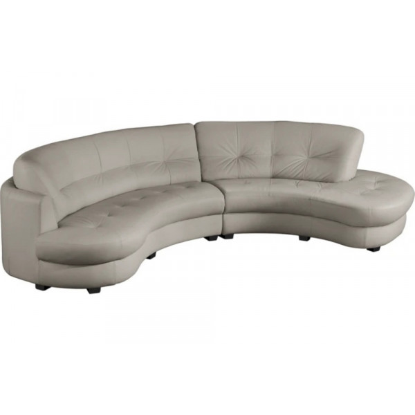 Canapé en cuir italien de luxe 5/6 places BRETINI gris clair, côté accoudoir gauche