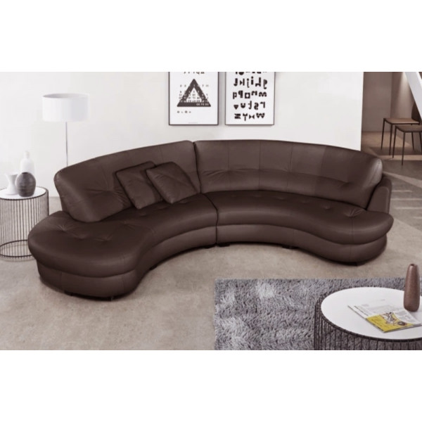 Canapé en cuir italien de luxe 5/6 places BRETINI chocolat, côté accoudoir droit