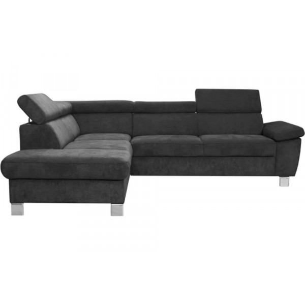 Canapé d'angle en tissu luxe 5 places LUGO gris foncé, angle gauche