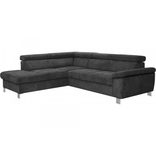 Canapé d'angle en tissu luxe 5 places LUGO gris foncé, angle gauche