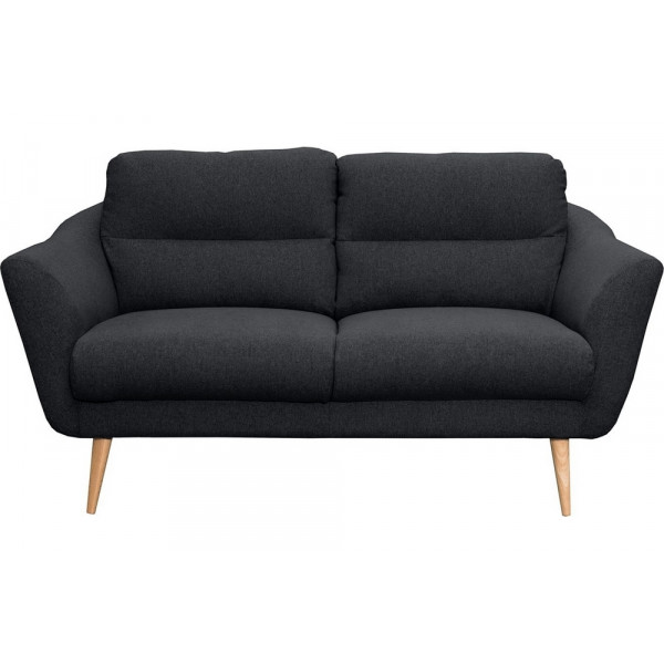 Canapé en tissu luxe 2 places, TRENDY noir (gris très sombre)