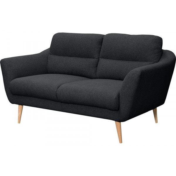 Canapé en tissu luxe 2 places, TRENDY noir (gris très sombre)
