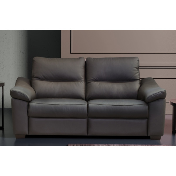 Canapé 2 places en 100% tout cuir épais italien vachette HAMBOURG, couleur chocolat