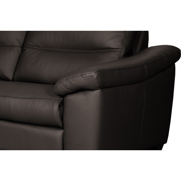 Canapé 2 places en 100% tout cuir épais italien vachette HAMBOURG, couleur chocolat