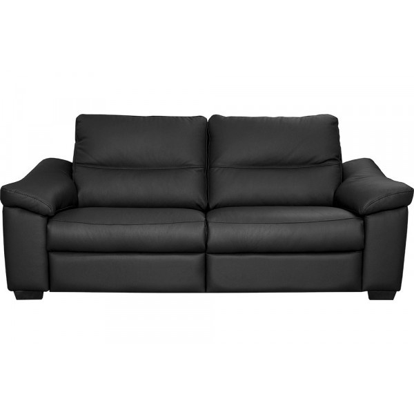 Canapé 3 places en 100% tout cuir épais italien vachette HAMBOURG, couleur noir