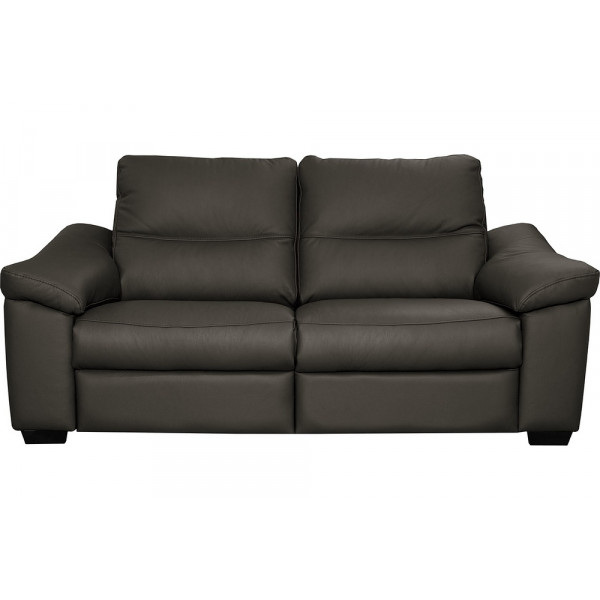 Canapé 2 places en 100% tout cuir épais italien vachette HAMBOURG, couleur anthracite