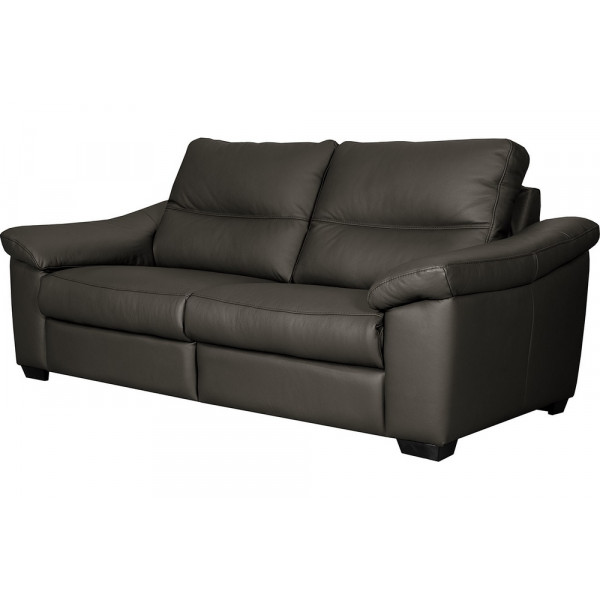 Canapé 2 places en 100% tout cuir épais italien vachette HAMBOURG, couleur anthracite