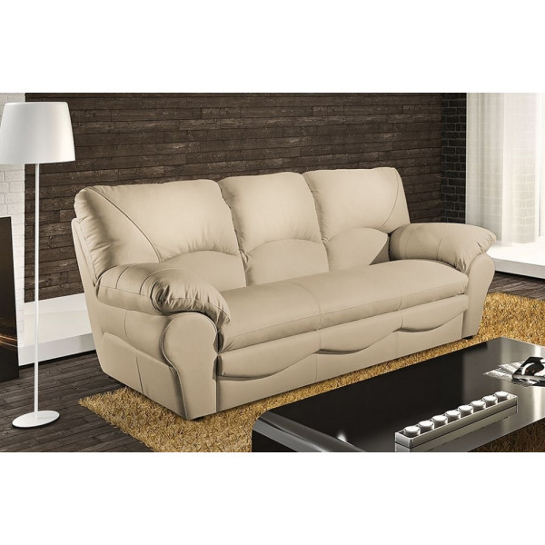 Canapé 3 places en 100% tout cuir italien vachette OSATIS, couleur beige