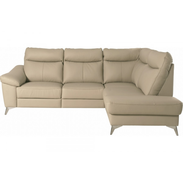 Canapé d'angle en cuir italien de luxe 5 places LUZINI beige, angle droit