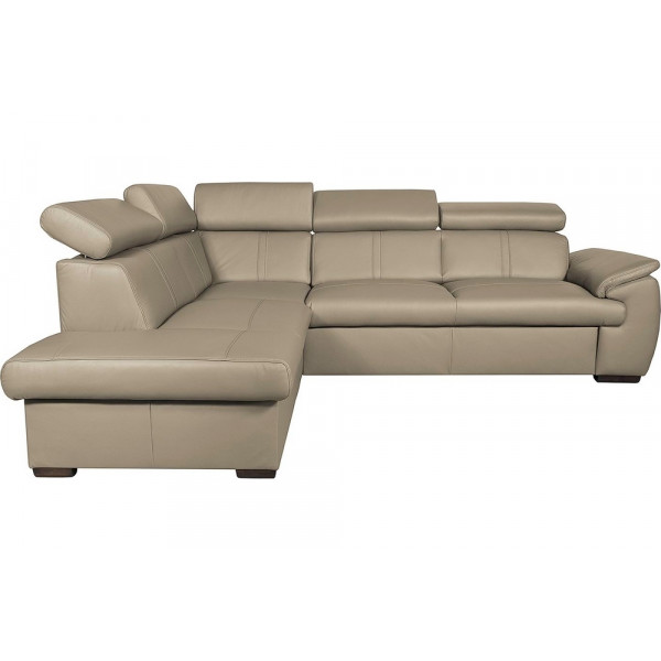 - Canapé d'angle en 100% cuir de luxe italien , 5/6 places CITIBEST, couleur beige, angle gauche