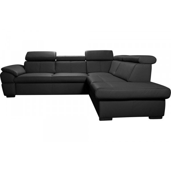 Canapé d'angle en cuir italien de luxe 5/6 places TONUS, noir, angle droit