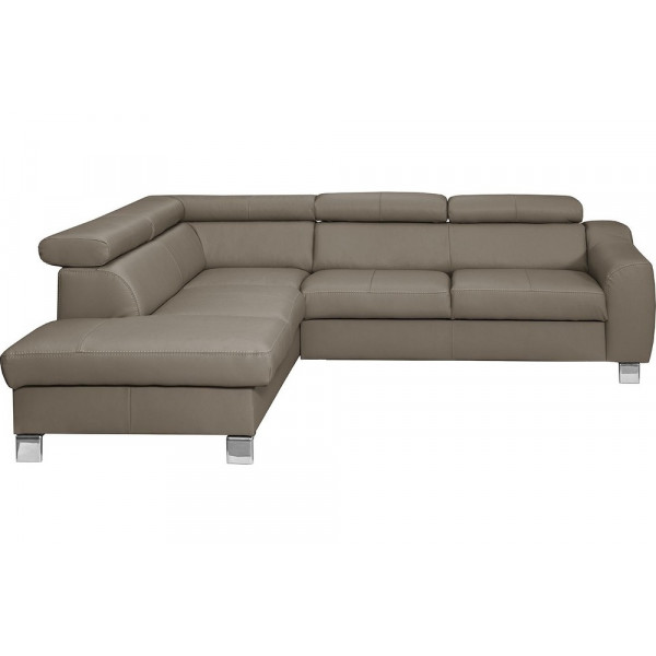 - Canapé d'angle en cuir italien de luxe 5 places ASTERO, taupe, angle gauche