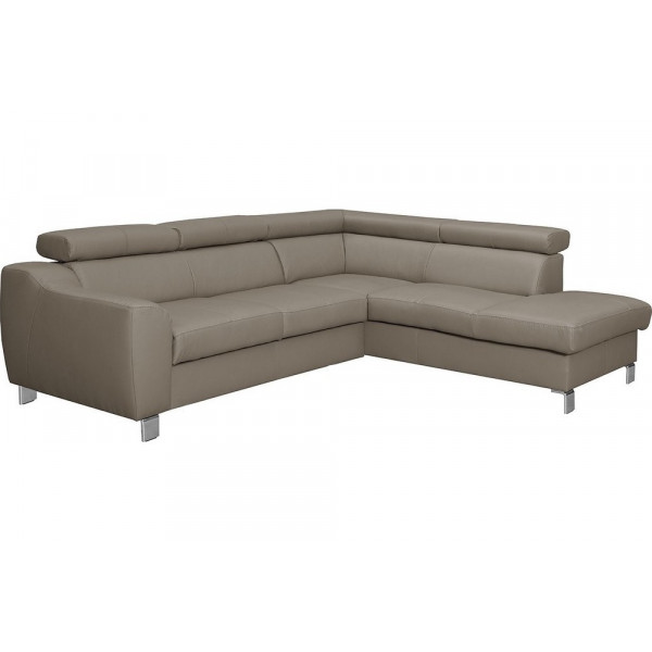 Canapé d'angle en cuir italien de luxe 5 places ASTERO, taupe, angle droit