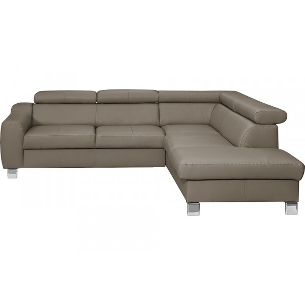 Canapé d'angle en cuir italien de luxe 5 places ASTERO, taupe, angle droit