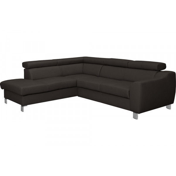 - Canapé d'angle en cuir italien de luxe 5 places ASTERO, chocolat, angle gauche