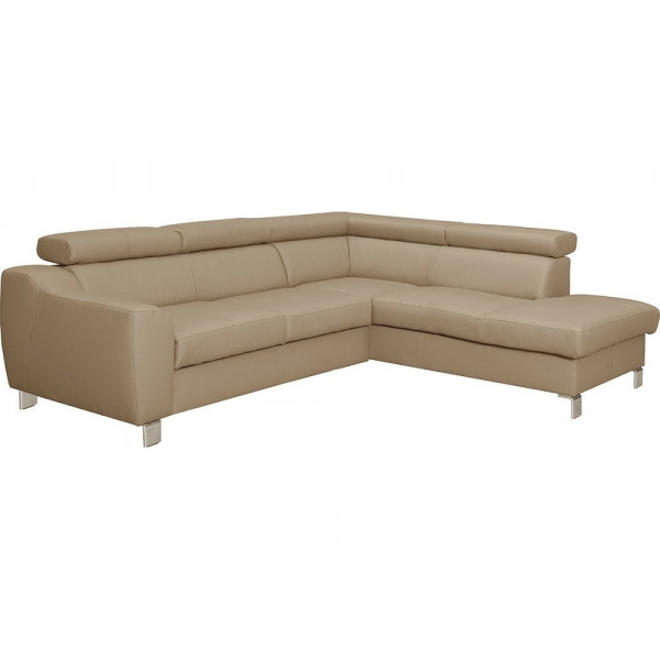 Canapé d'angle en cuir italien de luxe 5 places ASTERO, beige, angle droit