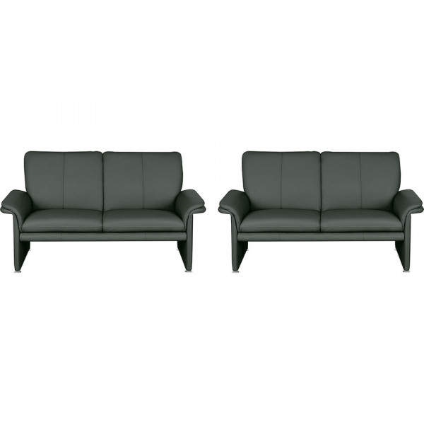 Ensemble de 2 canapés 2 places en 100% tout cuir italien vachette COMO, gris foncé