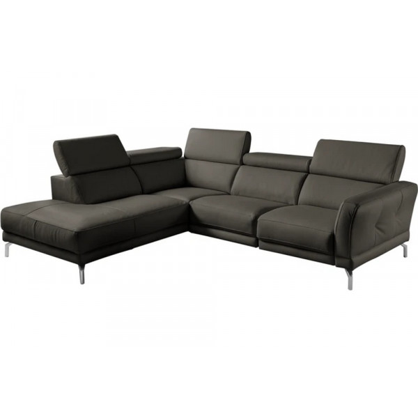 - Canapé d'angle en 100% tout cuir épais de luxe italien 5/6 places DALEN, anthracite, angle gauche