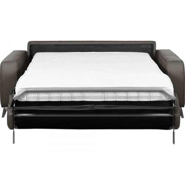 Canapé 3 places convertible en cuir italien de luxe ALVINE, chocolat