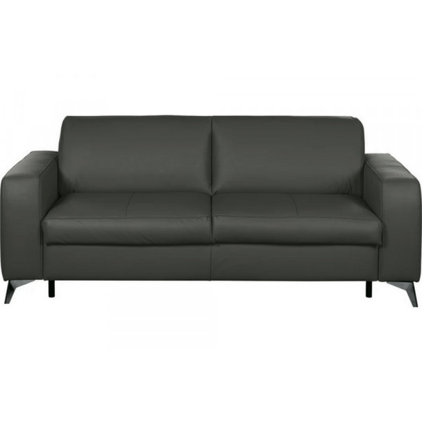 Canapé 3 places convertible en cuir italien de luxe ALVINE, gris foncé