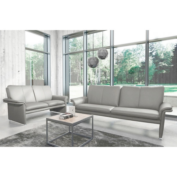 Ensemble Canapé 3 places et 2 places en 100% tout cuir italien vachette COMO, gris clair