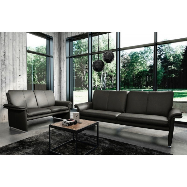 Ensemble Canapé 3 places et 2 places en 100% tout cuir italien vachette COMO, noir