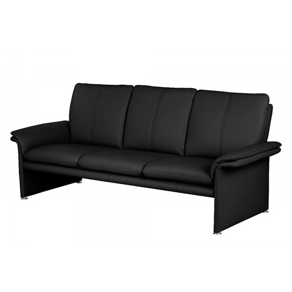 Ensemble Canapé 3 places et 2 places en 100% tout cuir italien vachette COMO, noir