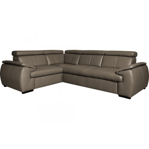 - Canapé d'angle en 100% cuir de luxe italien , 5 places Cintia, couleur taupe, angle gauche