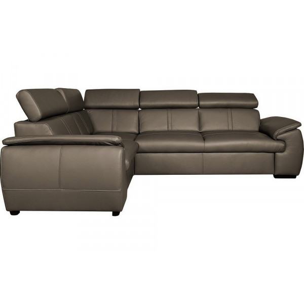 - Canapé d'angle en 100% cuir de luxe italien , 5 places Cintia, couleur taupe, angle gauche