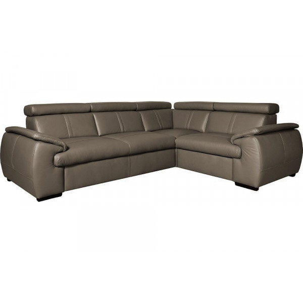 Canapé d'angle en 100% cuir de luxe italien , 5 places Cintia, couleur taupe, angle droit