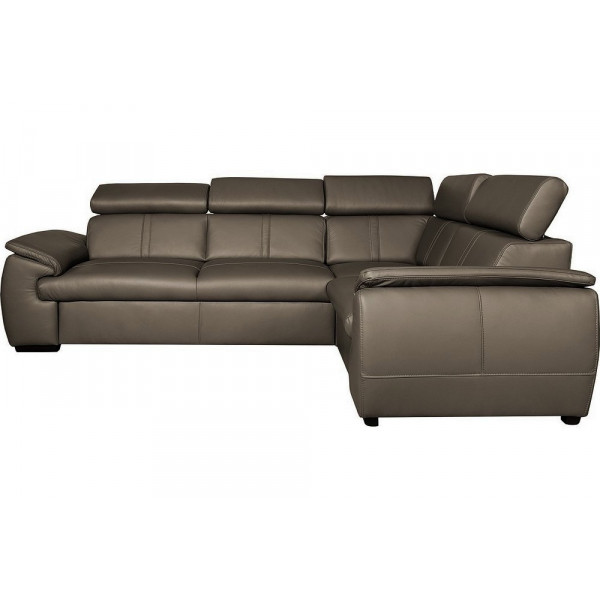 Canapé d'angle en 100% cuir de luxe italien , 5 places Cintia, couleur taupe, angle droit