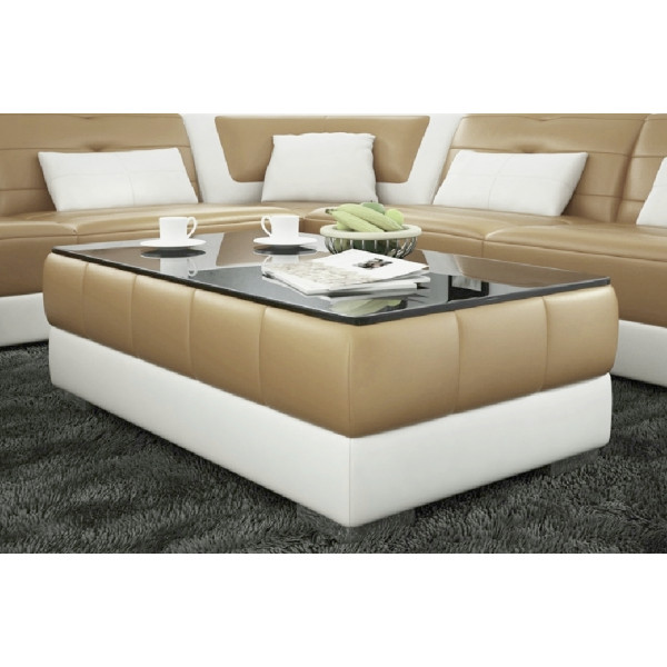 Table basse design ZEINA, beige et blanc.