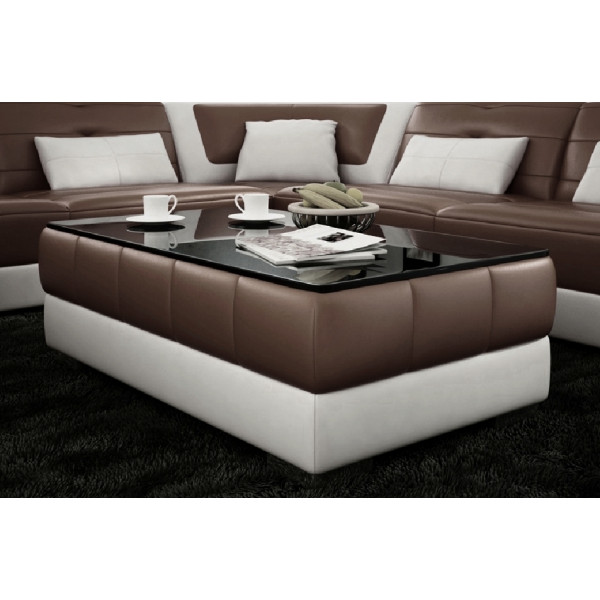 Table basse design ZEINA, beige et blanc.