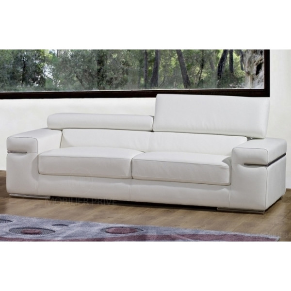 Canapé 2 places en cuir italien ALONSO, blanc