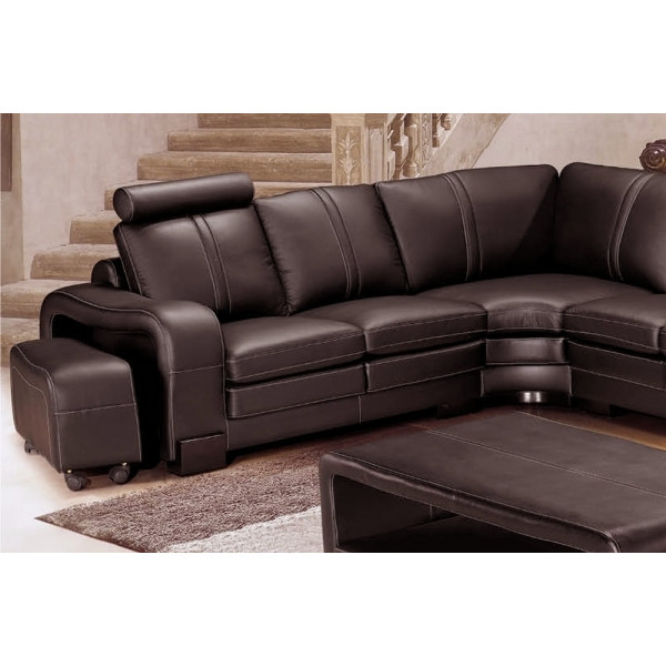 Canapé d'angle en cuir italien 7 places EVITA, chocolat