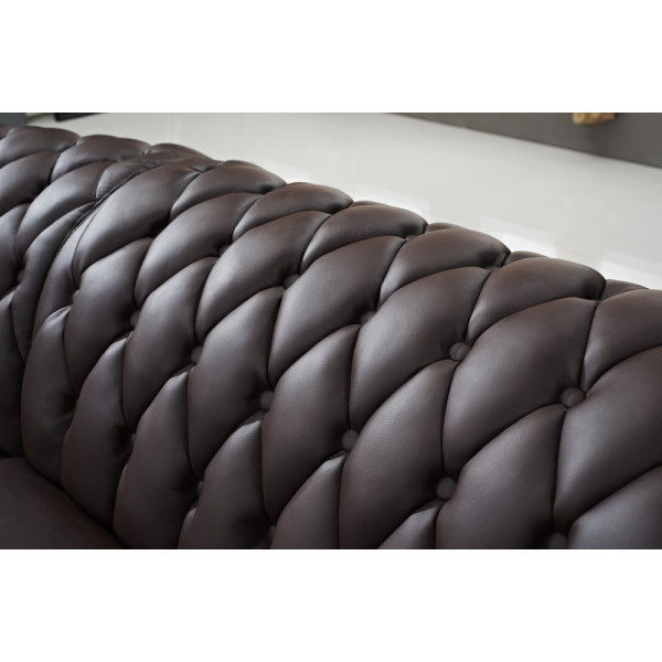 Canapé d'angle en cuir italien 6/7 places BIJOU, chocolat.