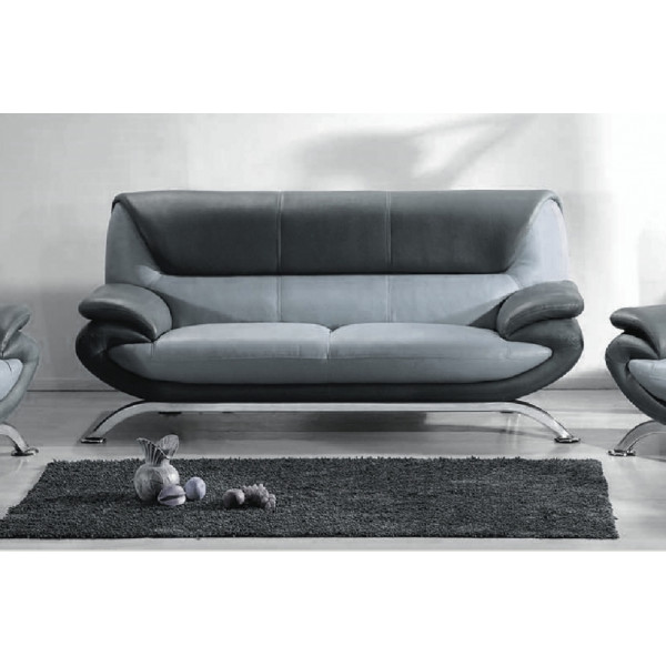 Canapé 3 places en cuir italien SICILIA, gris clair et gris foncé