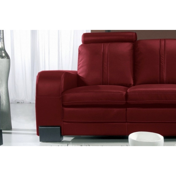 Canapé 2 places en cuir italien ROSSO, bordeaux